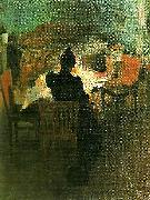 Carl Larsson ljusinterior fran dalarna- vid lampan France oil painting artist